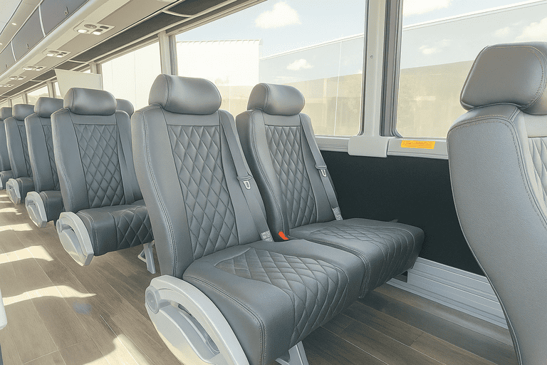 interior of Haverhill Coach Bus Service charter bus